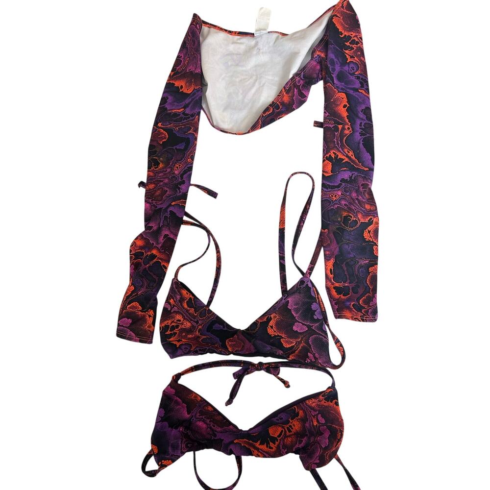 Freedom Rave Wear Radiance Long Sleeve Top & Two Triangle Bikini Tops Set Rave - Picture 2 of 11